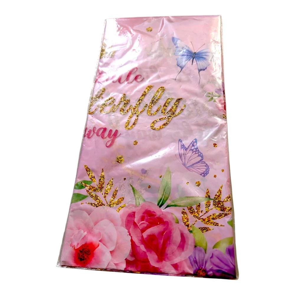 Baby Girl Pink Gold Baby Shower Photo Backdrop A Litte Butterfly Theme 5ft x 3ft